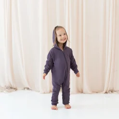 Discount Kyte Baby Bamboo Jersey Hooded Zippered Romper in Currant