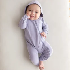 Discount Kyte Baby Bamboo Jersey Hooded Zippered Romper in Taro