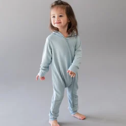 Discount Kyte Baby Bamboo Jersey Hooded Zippered Romper in Fog