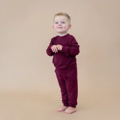 Clearance Kyte Baby Bamboo Jersey Jogger Set in Burgundy