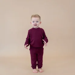 Clearance Kyte Baby Bamboo Jersey Jogger Set in Burgundy