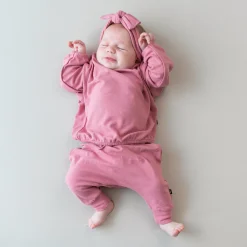 Sale Kyte Baby Bamboo Jersey Long Sleeve Drop Shoulder Top in Apple Blossom
