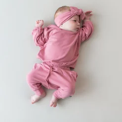 Sale Kyte Baby Bamboo Jersey Long Sleeve Drop Shoulder Top in Apple Blossom