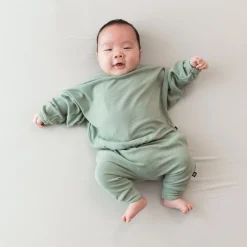Discount Kyte Baby Bamboo Jersey Long Sleeve Drop Shoulder Top in Thyme