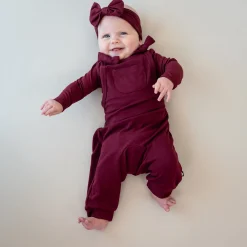 Hot Kyte Baby Bamboo Jersey Overall in Burgundy