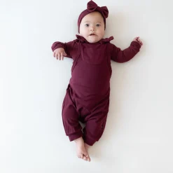 Hot Kyte Baby Bamboo Jersey Overall in Burgundy