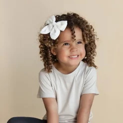 Hot Kyte Baby Bamboo Muslin Alligator Clip Bow in Cloud