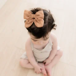 Best Kyte Baby Bamboo Muslin Alligator Clip Bow in Fawn