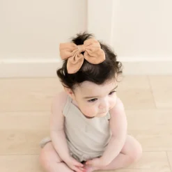 Best Kyte Baby Bamboo Muslin Alligator Clip Bow in Fawn