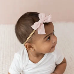 New Kyte Baby Bamboo Muslin Medium Bow in Blush