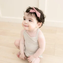 Sale Kyte Baby Bamboo Muslin Medium Bow in Dusty Rose