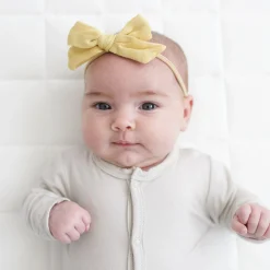 Outlet Kyte Baby Bamboo Muslin Medium Bow in Sandcastle