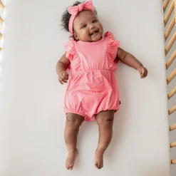 Online Kyte Baby Bubble Romper in Guava