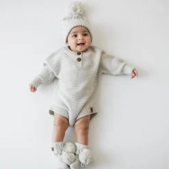 Hot Kyte Baby Chunky Cable Knit Beanie in Oat