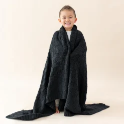 Online Kyte Baby Chunky Knit Basket Weave Toddler Blanket in Midnight