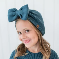 Kyte Baby Chunky Knit Bow Headband in Atlantic