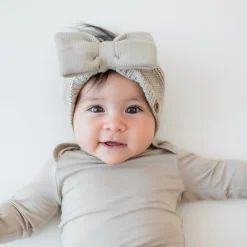 Sale Kyte Baby Chunky Knit Bow Headband in Almond