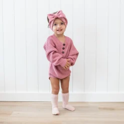 Sale Kyte Baby Chunky Knit Bow Headband in Apple Blossom