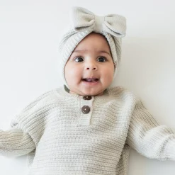 Outlet Kyte Baby Chunky Knit Bow Headband in Oat