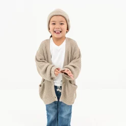 Outlet Kyte Baby Chunky Knit Oversized Cardigan in Almond
