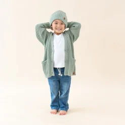 New Kyte Baby Chunky Knit Oversized Cardigan in Thyme