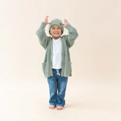 New Kyte Baby Chunky Knit Oversized Cardigan in Thyme