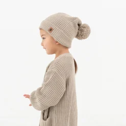 Outlet Kyte Baby Chunky Knit Pom Beanie in Almond