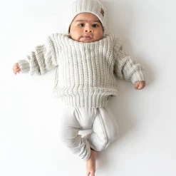 Discount Kyte Baby Chunky Knit Ribbed Beanie in Oat