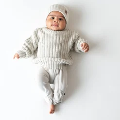 Discount Kyte Baby Chunky Knit Ribbed Beanie in Oat
