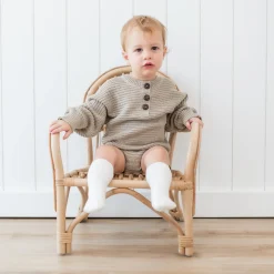 Outlet Kyte Baby Chunky Knit Romper in Almond