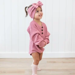 Hot Kyte Baby Chunky Knit Romper in Apple Blossom