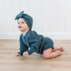 Discount Kyte Baby Chunky Knit Romper in Atlantic