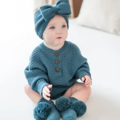 Discount Kyte Baby Chunky Knit Romper in Atlantic