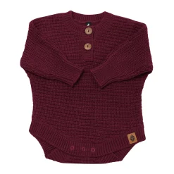 New Kyte Baby Chunky Knit Romper in Burgundy