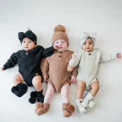 Best Kyte Baby Chunky Knit Romper in Latte