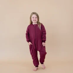 Clearance Kyte Baby Cozy Playsuit in Burgundy