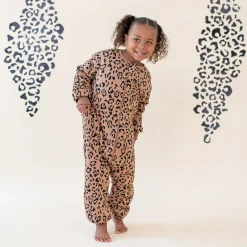 Best Kyte Baby Cozy Playsuit in Latte Leopard
