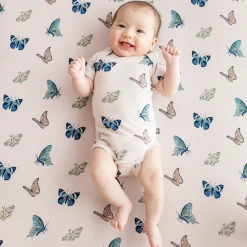 Kyte Baby Crib Sheet in Blush Butterfly