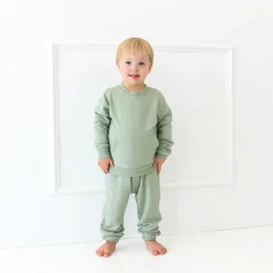 Hot Kyte Baby French Terry Jogger Set in Thyme