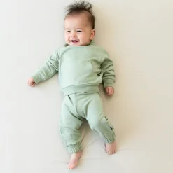 Hot Kyte Baby French Terry Jogger Set in Thyme