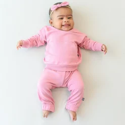 New Kyte Baby French Terry Jogger Set in Apple Blossom