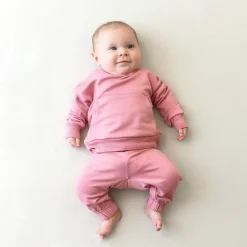 New Kyte Baby French Terry Jogger Set in Apple Blossom