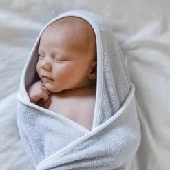 Online Kyte Baby Hooded Bath Towel in Storm with Cloud Trim