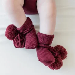 Outlet Kyte Baby Knit Booties in Burgundy