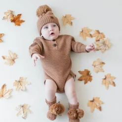 Online Kyte Baby Knit Booties in Latte