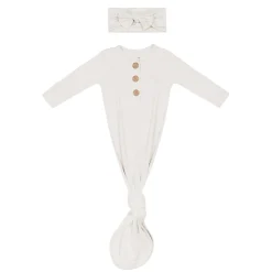 Sale Kyte Baby Knotted Gown with Bow Set in Oat