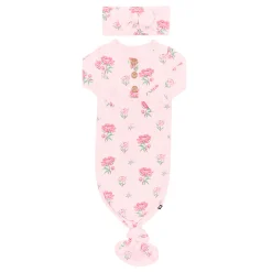 Outlet Kyte Baby Knotted Gown with Bow Set in Sakura Peony