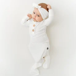 Kyte Baby Knotted Gown with Bow Set in Cloud