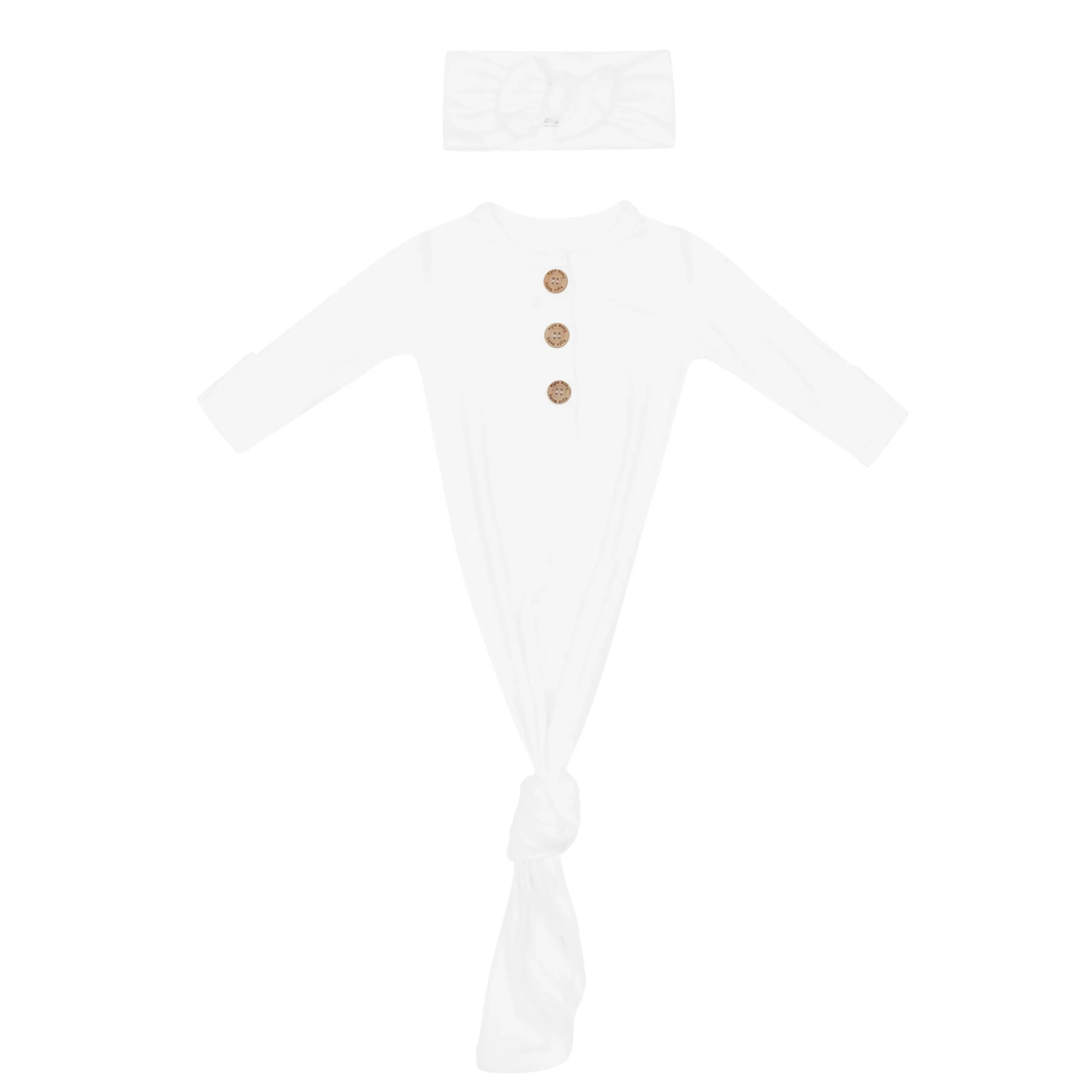 Kyte Baby Knotted Gown with Bow Set in Cloud