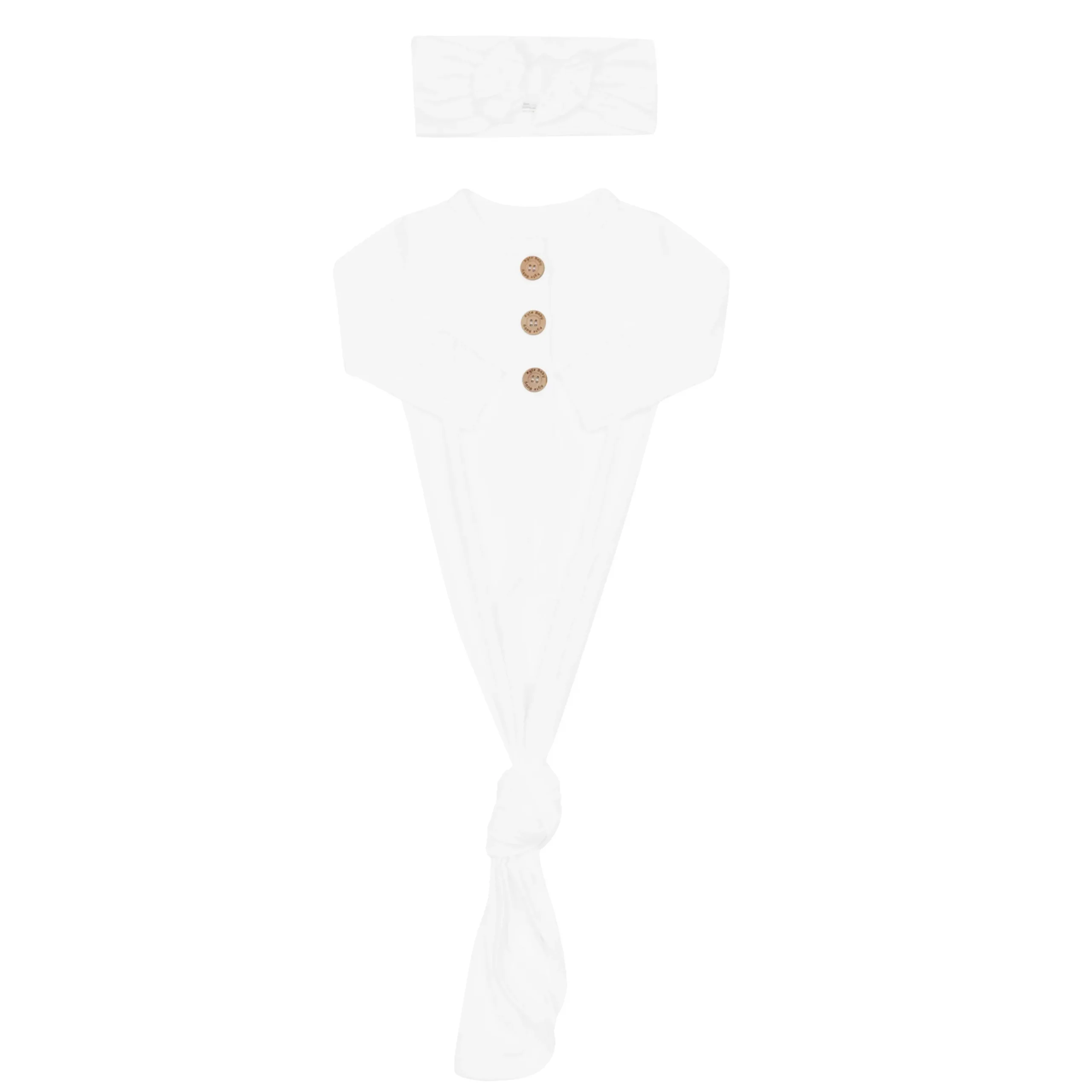 Kyte Baby Knotted Gown with Bow Set in Cloud